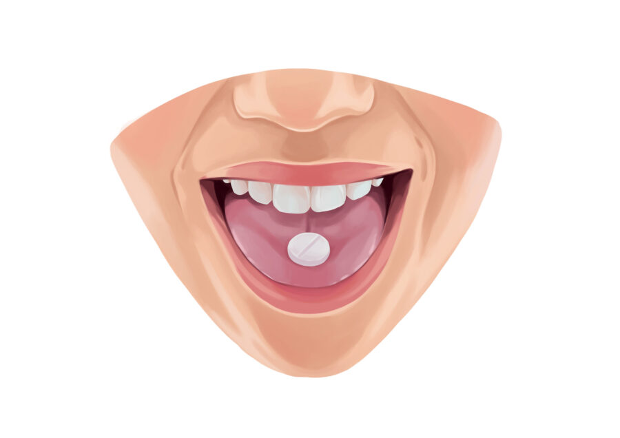person taking medication for oral conscious sedation, a type of dental sedation available to patients with dental anxiety